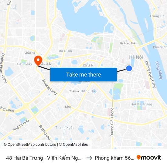 48 Hai Bà Trưng - Viện Kiểm Nghiệm Thuốc Trung Ương to Phong kham 56 hai ba trung map