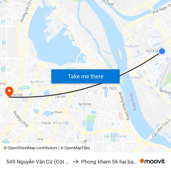 549 Nguyễn Văn Cừ (Cột Trước) to Phong kham 56 hai ba trung map