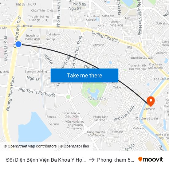 Đối Diện Bệnh Viện Đa Khoa Y Học Cổ Truyền - Phạm Hùng to Phong kham 56 hai ba trung map