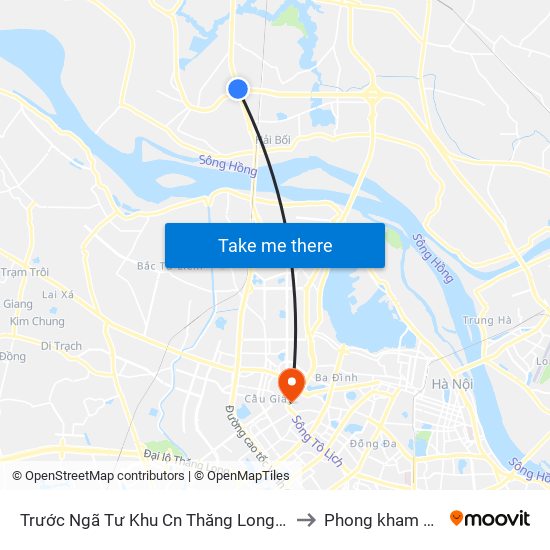 Trước Ngã Tư Khu Cn Thăng Long 100m (Chiều Nội Bài - Hà Nội) to Phong kham 56 hai ba trung map
