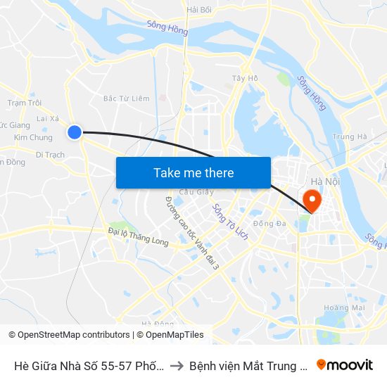 Hè Giữa Nhà Số 55-57 Phố Nhổn to Bệnh viện Mắt Trung Ương map