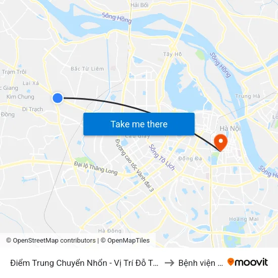 Điểm Trung Chuyển Nhổn - Vị Trí Đỗ Tuyến 20, 29, 32 (Chiều Sơn Tây - Hà Nội)- Đường 32 to Bệnh viện Mắt Trung Ương map