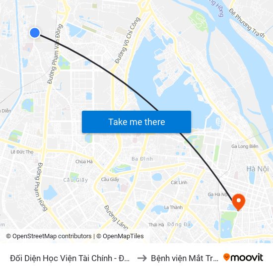 Đối Diện Học Viện Tài Chính - Đường Đức Thắng to Bệnh viện Mắt Trung Ương map