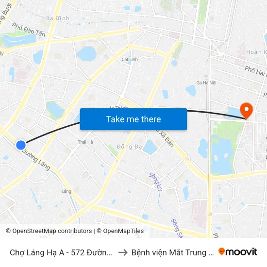 Chợ Láng Hạ A - 572 Đường Láng to Bệnh viện Mắt Trung Ương map
