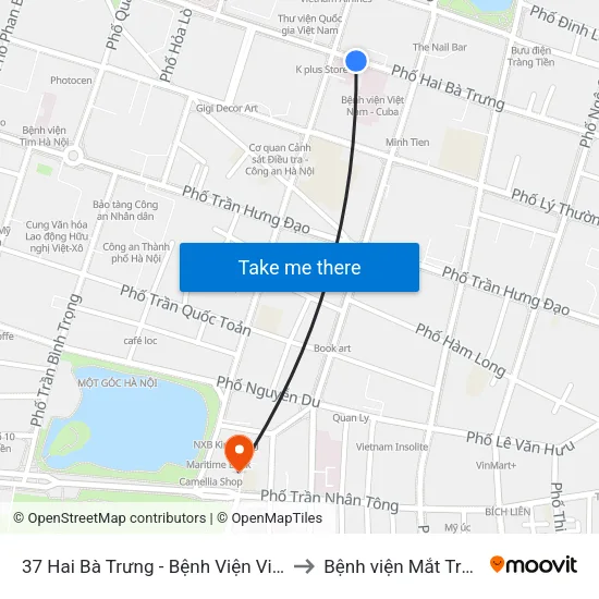 37 Hai Bà Trưng - Bệnh Viện Việt Nam Cu Ba to Bệnh viện Mắt Trung Ương map