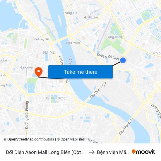 Đối Diện Aeon Mall Long Biên (Cột Điện T4a/2a-B Đường Cổ Linh) to Bệnh viện Mắt Trung Ương map