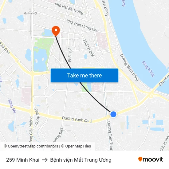 259 Minh Khai to Bệnh viện Mắt Trung Ương map