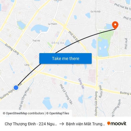 Chợ Thượng Đình - 224 Nguyễn Trãi to Bệnh viện Mắt Trung Ương map