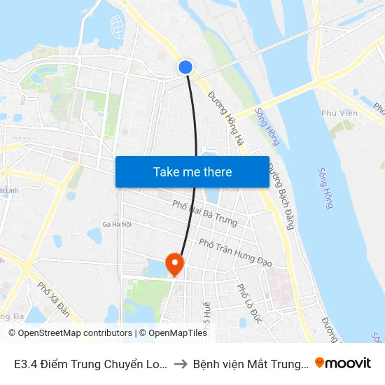 E3.4 Điểm Trung Chuyển Long Biên to Bệnh viện Mắt Trung Ương map