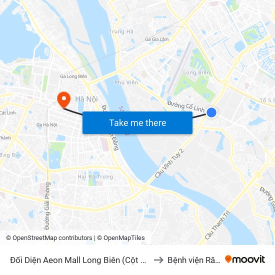 Đối Diện Aeon Mall Long Biên (Cột Điện T4a/2a-B Đường Cổ Linh) to Bệnh viện Răng Hàm Mặt map