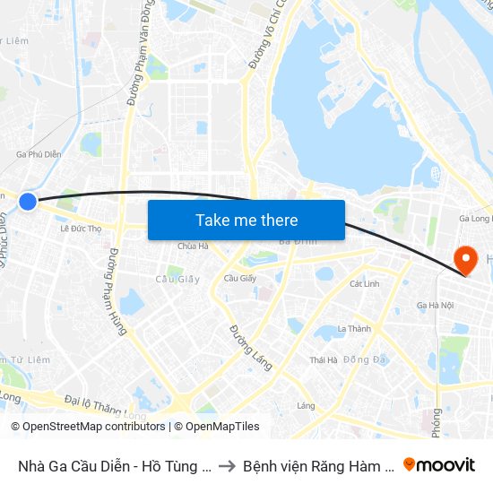 Nhà Ga Cầu Diễn - Hồ Tùng Mậu to Bệnh viện Răng Hàm Mặt map