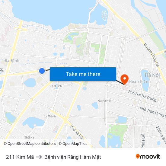 211 Kim Mã to Bệnh viện Răng Hàm Mặt map