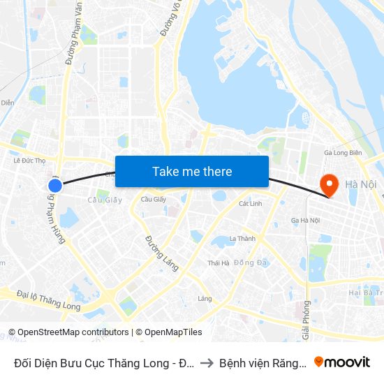 Đối Diện Bưu Cục Thăng Long - Đường Phạm Hùng to Bệnh viện Răng Hàm Mặt map