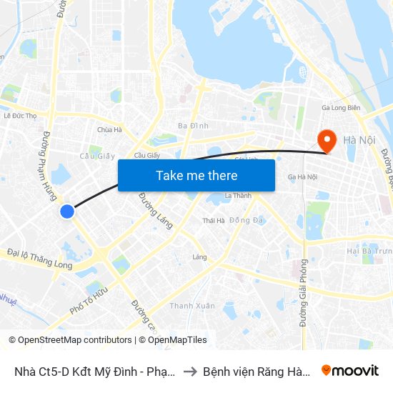 Nhà Ct5-D Kđt Mỹ Đình - Phạm Hùng to Bệnh viện Răng Hàm Mặt map