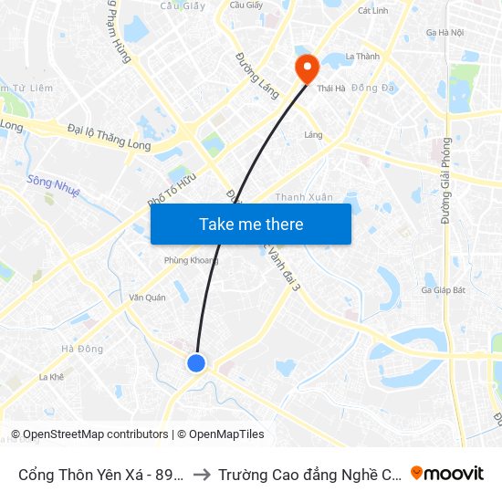 Cổng Thôn Yên Xá - 89 Cầu Bươu to Trường Cao đẳng Nghề Công nghiệp map