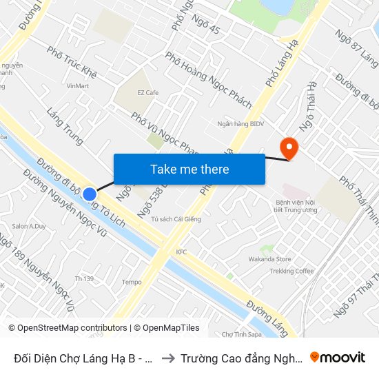 Đối Diện Chợ Láng Hạ B - 564 Đường Láng to Trường Cao đẳng Nghề Công nghiệp map