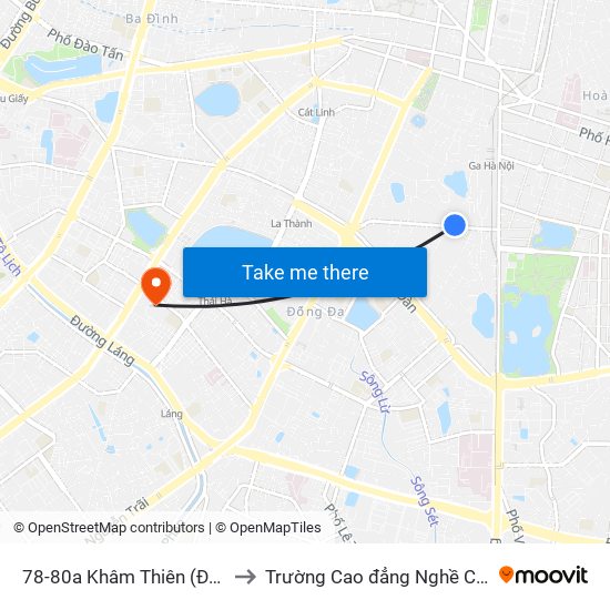 78-80a Khâm Thiên (Đối Diện 71) to Trường Cao đẳng Nghề Công nghiệp map