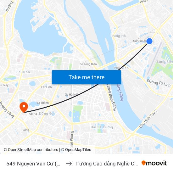 549 Nguyễn Văn Cừ (Cột Trước) to Trường Cao đẳng Nghề Công nghiệp map