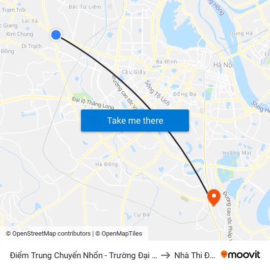 Điểm Trung Chuyển Nhổn - Trường Đại Học Công Nghiệp Hà Nội - Đường 32 to Nhà Thi Đấu Thanh Trì map