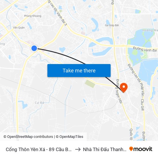 Cổng Thôn Yên Xá - 89 Cầu Bươu to Nhà Thi Đấu Thanh Trì map