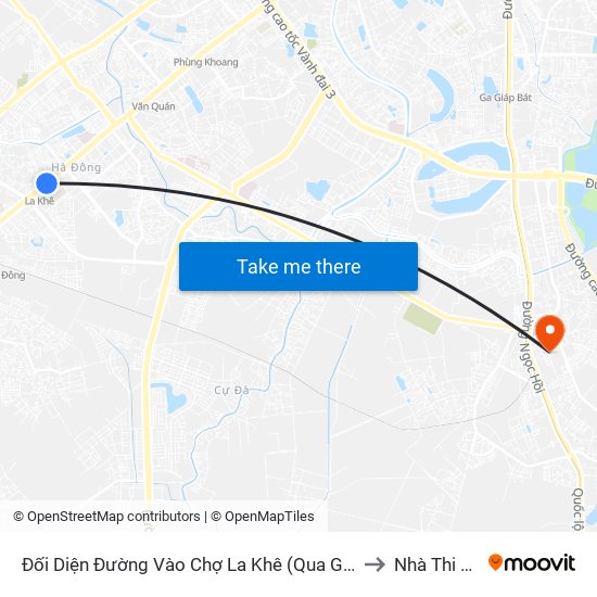 Đối Diện Đường Vào Chợ La Khê (Qua Ga Metro La Khê) - 405 Quang Trung (Hà Đông) to Nhà Thi Đấu Thanh Trì map