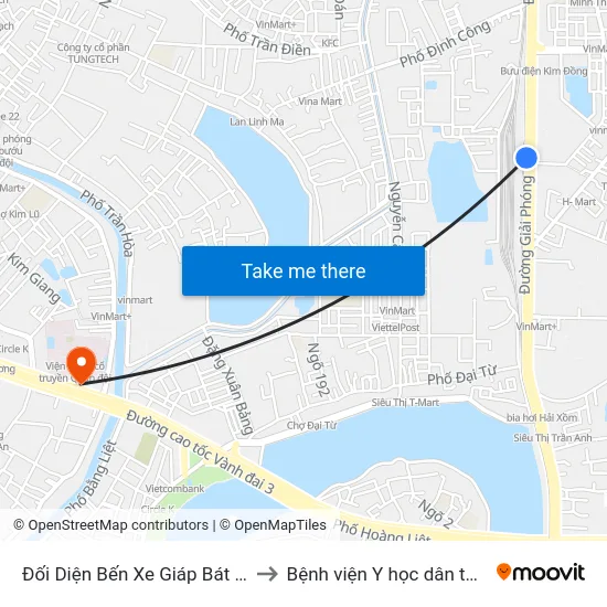Đối Diện Bến Xe Giáp Bát - Giải Phóng to Bệnh viện Y học dân tộc Quân đội map