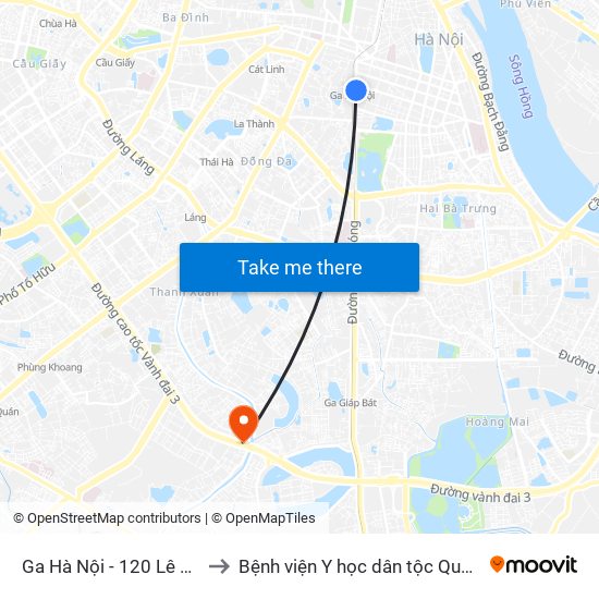 Ga Hà Nội - 120 Lê Duẩn to Bệnh viện Y học dân tộc Quân đội map