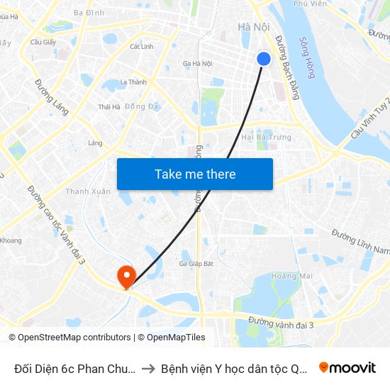 Đối Diện 6c Phan Chu Trinh to Bệnh viện Y học dân tộc Quân đội map