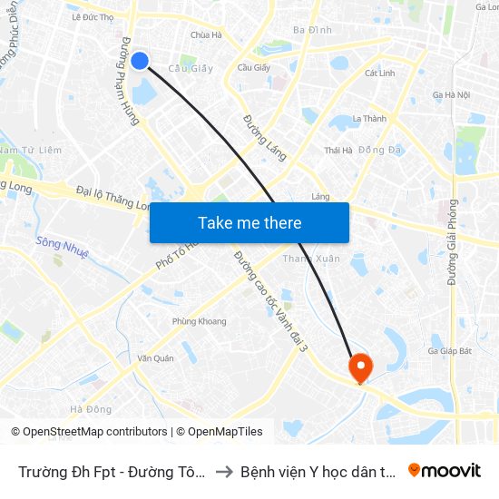 Trường Đh Fpt - Đường Tôn Thất Thuyết to Bệnh viện Y học dân tộc Quân đội map