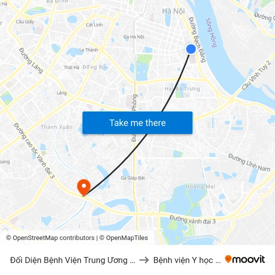 Đối Diện Bệnh Viện Trung Ương Quân Đội 108 - Trần Hưng Đạo to Bệnh viện Y học dân tộc Quân đội map
