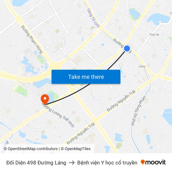 Đối Diện 498 Đường Láng to Bệnh viện Y học cổ truyền map