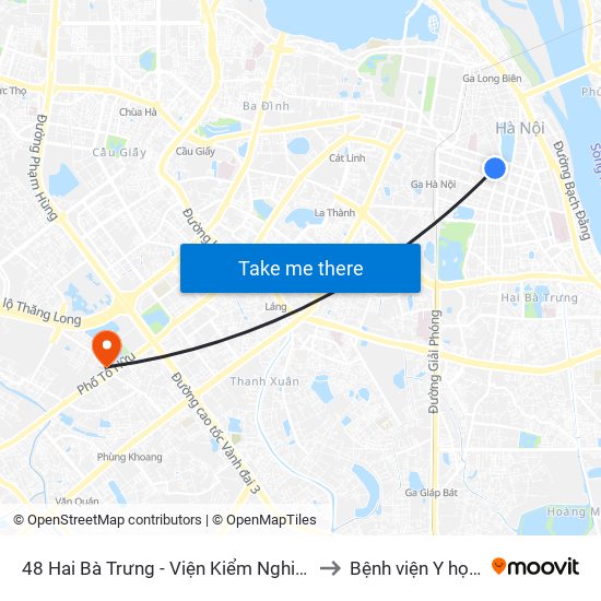 48 Hai Bà Trưng - Viện Kiểm Nghiệm Thuốc Trung Ương to Bệnh viện Y học cổ truyền map