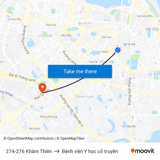 274-276 Khâm Thiên to Bệnh viện Y học cổ truyền map