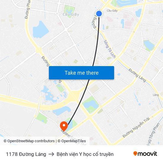 1178 Đường Láng to Bệnh viện Y học cổ truyền map