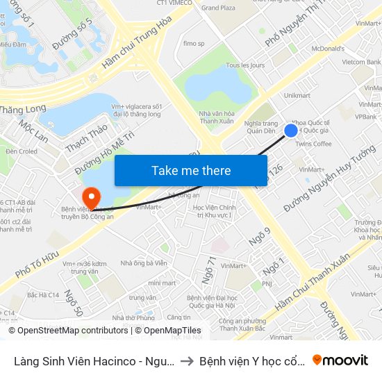 Làng Sinh Viên Hacinco - Nguyễn Tuân to Bệnh viện Y học cổ truyền map