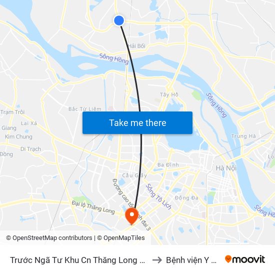 Trước Ngã Tư Khu Cn Thăng Long 100m (Chiều Nội Bài - Hà Nội) to Bệnh viện Y học cổ truyền map