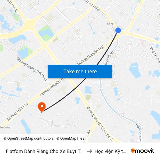 Flatfom Dành Riêng Cho Xe Buýt Trước Nhà 45 Đường Láng to Học viện Kỹ thuật Mật mã map