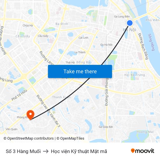 Số 3 Hàng Muối to Học viện Kỹ thuật Mật mã map