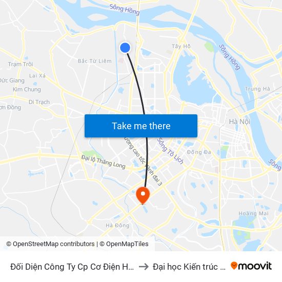 Đối Diện Công Ty Cp Cơ Điện Hn- Đường Đức Thắng to Đại học Kiến trúc Hà Nội - HAU map
