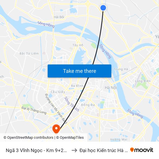 Ngã 3 Vĩnh Ngọc - Km 9+230 Quốc Lộ 3 to Đại học Kiến trúc Hà Nội - HAU map