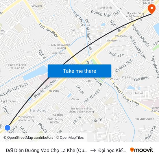 Đối Diện Đường Vào Chợ La Khê (Qua Ga Metro La Khê) - 405 Quang Trung (Hà Đông) to Đại học Kiến trúc Hà Nội - HAU map