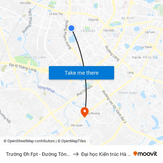 Trường Đh Fpt - Đường Tôn Thất Thuyết to Đại học Kiến trúc Hà Nội - HAU map