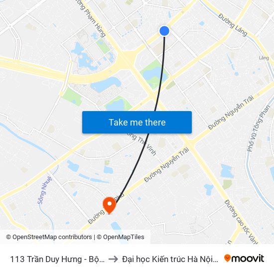 113 Trần Duy Hưng - Bộ Khcn to Đại học Kiến trúc Hà Nội - HAU map