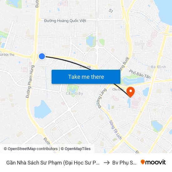 144 Xuân Thủy to Bv Phụ Sản Hà Nội map