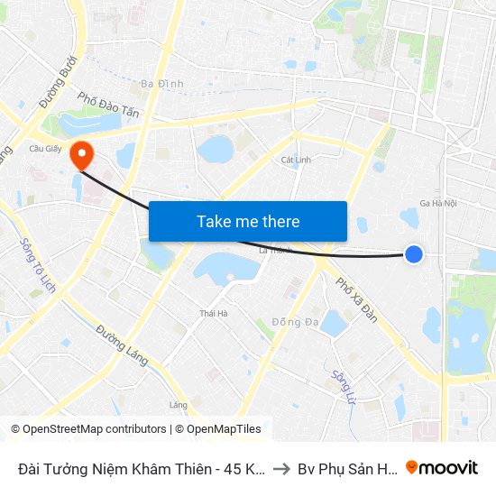 Đài Tưởng Niệm Khâm Thiên - 45 Khâm Thiên to Bv Phụ Sản Hà Nội map