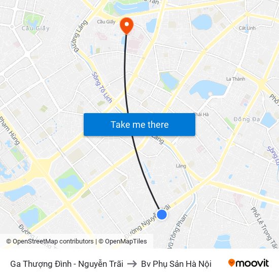 Ga Thượng Đình - Nguyễn Trãi to Bv Phụ Sản Hà Nội map