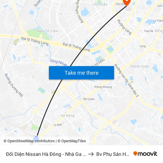 Đối Diện Nissan Hà Đông - Nhà Ga Văn Khê to Bv Phụ Sản Hà Nội map