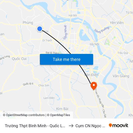 Trường Thpt Bình Minh - Quốc Lộ 32 to Cụm CN Ngọc Hồi map