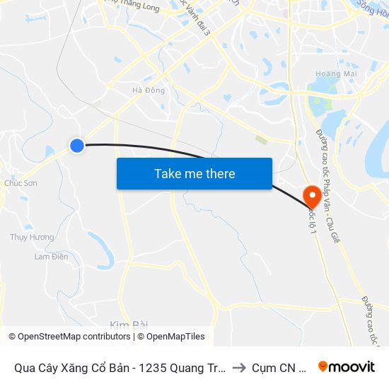 Qua Cây Xăng Cổ Bản - 1235 Quang Trung (Hà Đông), Quốc Lộ 6 to Cụm CN Ngọc Hồi map
