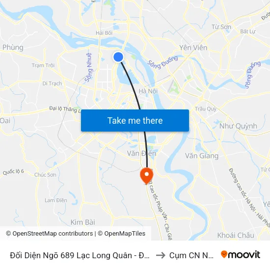 Đối Diện Ngõ 689 Lạc Long Quân - Đường Võ Chí Công to Cụm CN Ngọc Hồi map